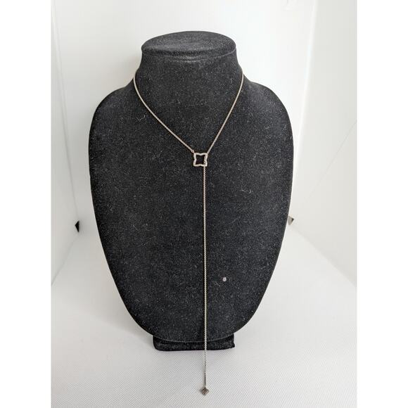 David Yurman Sterling & 18K Yellow Gold Diamond 24.5” Quatrefoil Lariat Necklace - Picture 7 of 8